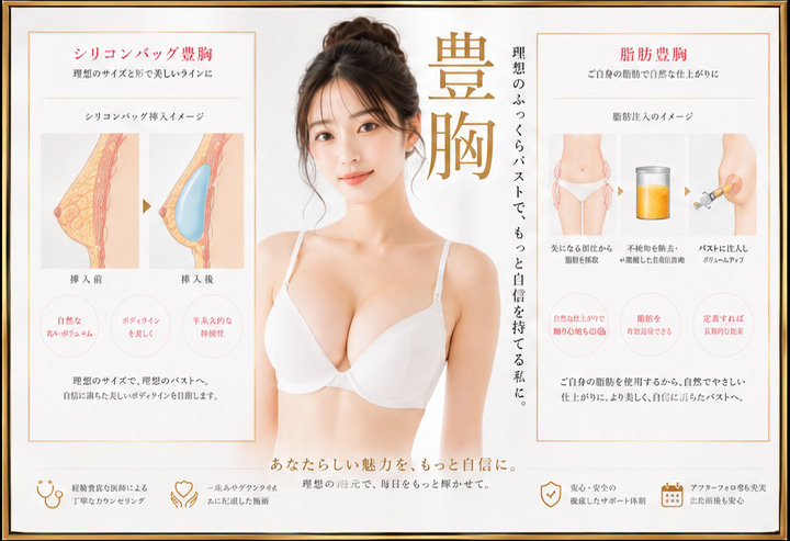 豊胸　理想のふっくらバストで、もっと自信を持てる私に。